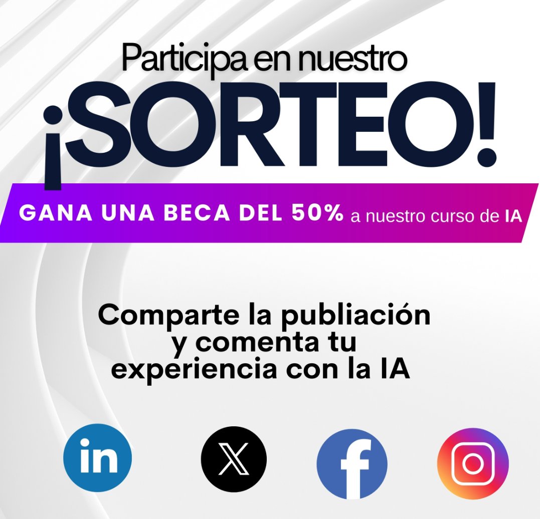 joeldoncel2007's tweet image. 🎓 ¿Te gustaría aplicar IA en tu trabajo?

Sorteamos una beca del 50% para el curso GenIA: Usos profesionales de la IA (7ª edición – inicia el 5 de mayo)

📅 Participa hasta el 21 de abril
👉 aefol.info/participa-y-ga…

#GenIA #Beca50CursoIA #FormaciónOnline

@AEFOL