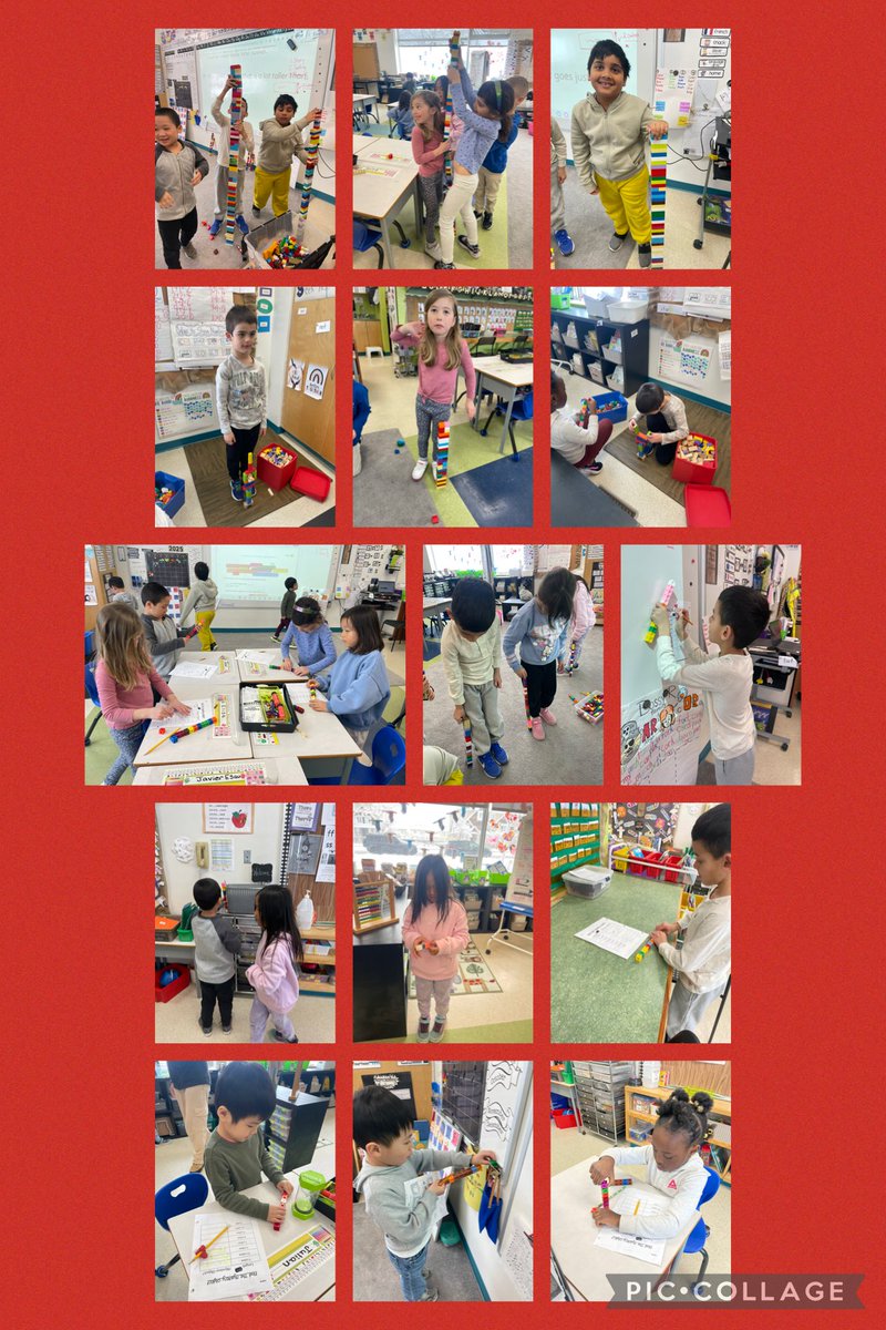 LoraFotia's tweet photo. We used snap cubes to measure items around the classroom of different lengths. We know to line up them up to the edge of the item being measured and to make sure they don’t overlap or have any gaps. We then made towers that were longer and shorter than our knee. https://t.co/IFTTXlkmnb