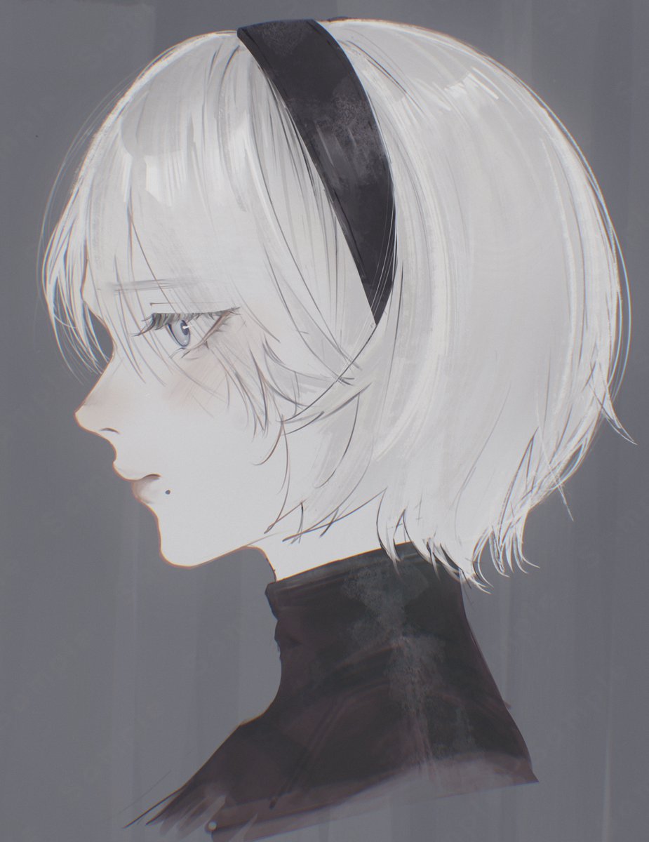 Cafsunsun's tweet photo. #2B #ニーアオートマタ #横顔イラスト #落書き #fanart https://t.co/eOgpjF3wBc