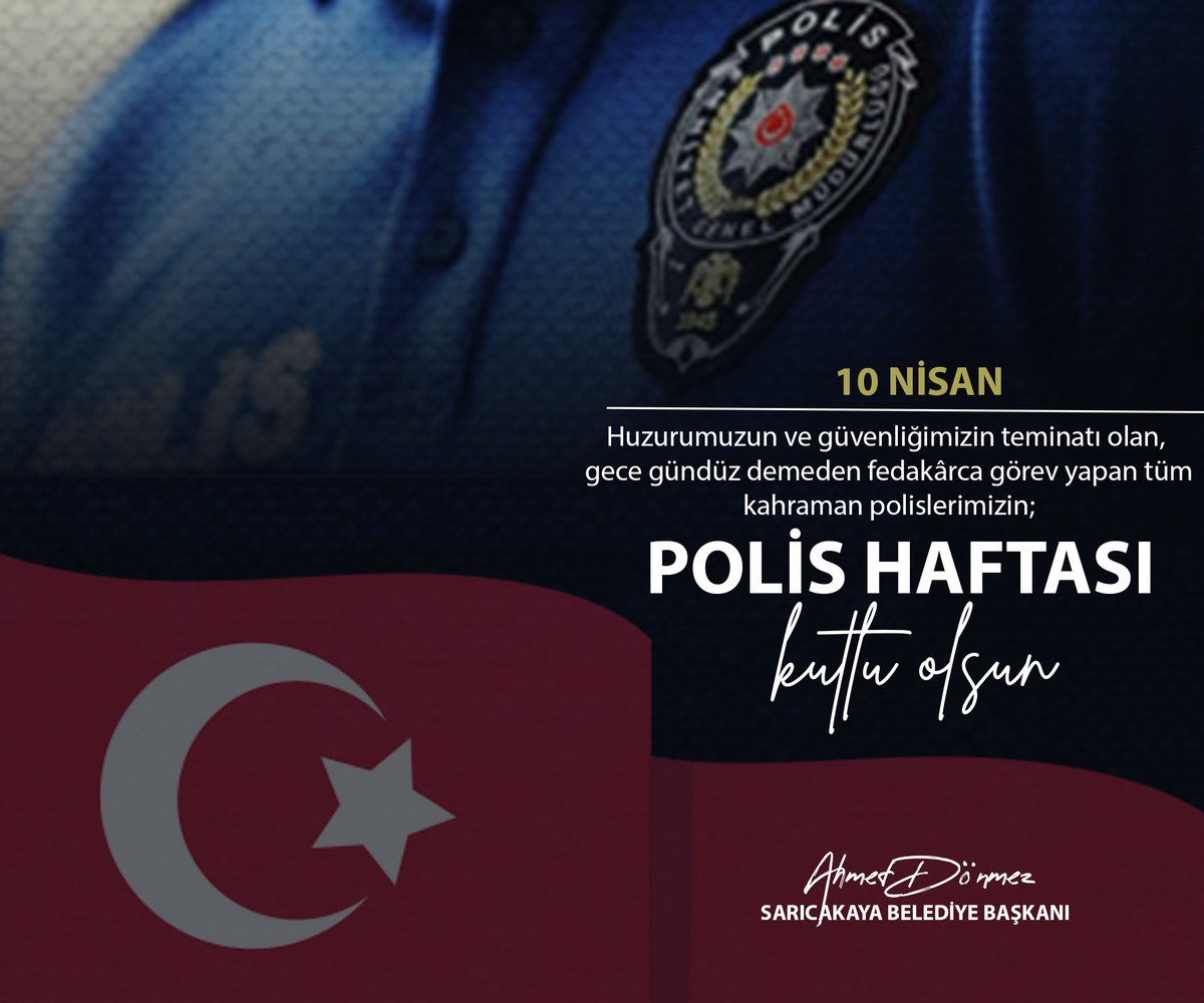Belediye Başkanımız Ahmet Dönmez Türk Polis Teşkilatımızın 180. kuruluş yıl dönümü kapsamında yayınladığı mesajında şunları kaydetti "Huzurumuzun ve güvenliğimizin teminatı olan, gece gündüz demeden fedakârca görev yapan tüm kahraman polislerimizin Polis Haftasını kutluyorum"