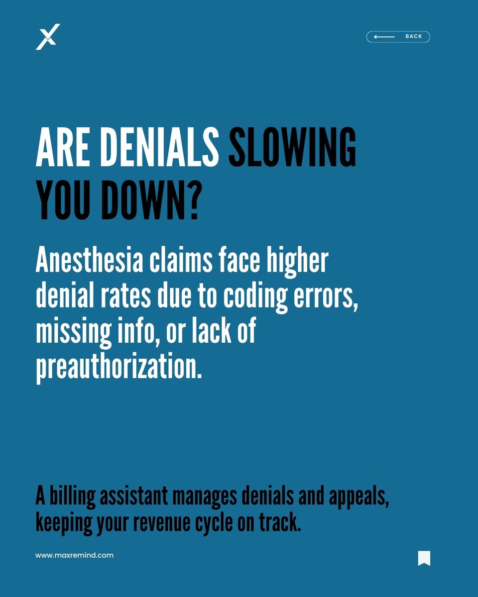 MaxRemind's tweet image. Anesthesia billing is complex, but it doesn’t have to be stressful. 💡
We understand your billing needs at MaxRemind. Let us help you grow your Anesthesia Practice.  🎯​🩺📈
🌐​👉 Visit our website to know more!
maxremind.com/start-free-tri…
#AnesthesiaBilling #MedicalBillingSolutions