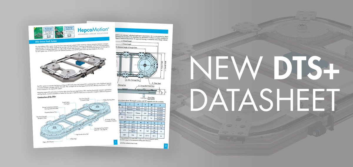 HepcoMotion's tweet image. We have updated our DTS+ system to provide improved running quality and enable faster acceleration by incorporating lighter carriages.

Take a look at the new datasheet here: hepcomotion.com/downloads/dts-…

#tracksystem #conveyorsystem #dts #innovation #HepcoMotion