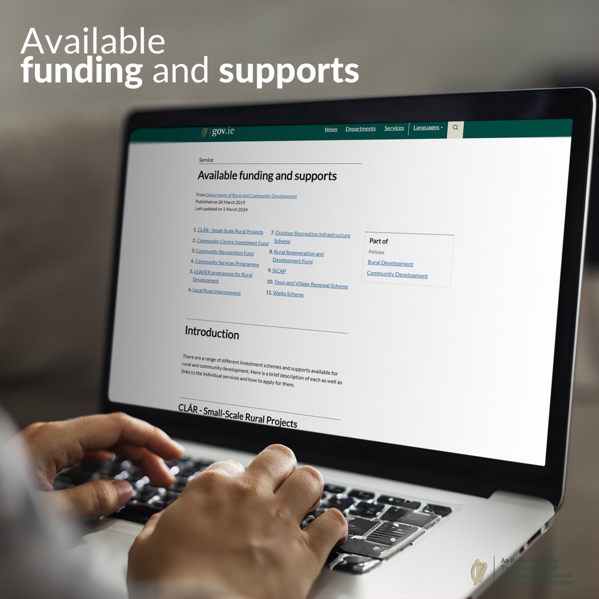 There are a range of different investment schemes and supports available for rural and community development. 

To find out more visit: loom.ly/P80gCZQ
