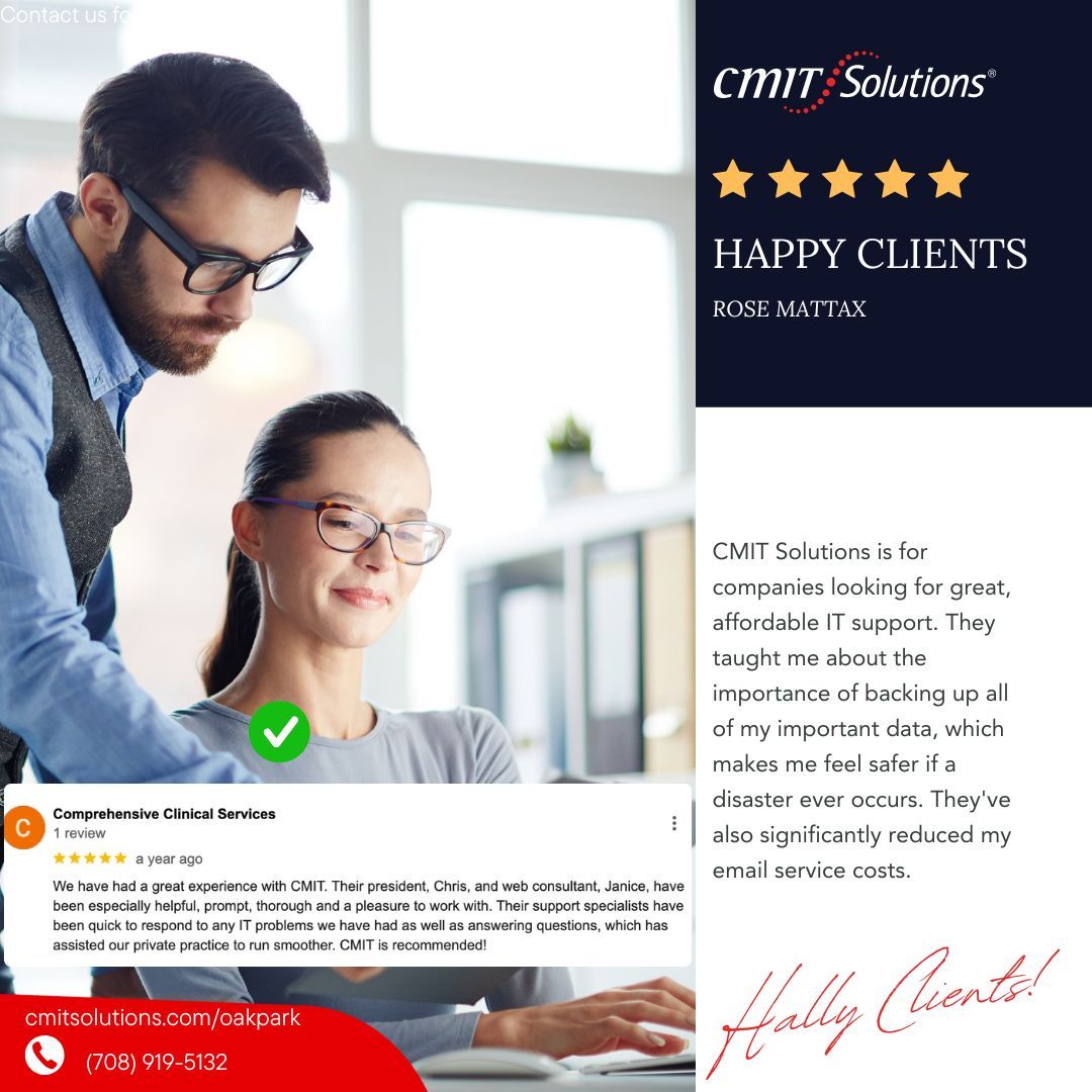 CMITOakPark's tweet image. Transform your business with cloud solutions from CMIT Solutions of Oak Park, Hinsdale and Oak Brook. Hear from our clients! Call +1 708-919-5132 or visit cmitsolutions.com/oakpark-il-100…. #CloudSuccessStories #ClientTestimonialsOakPark #SecureCloudSolutions #BusinessContinuityWithCloud