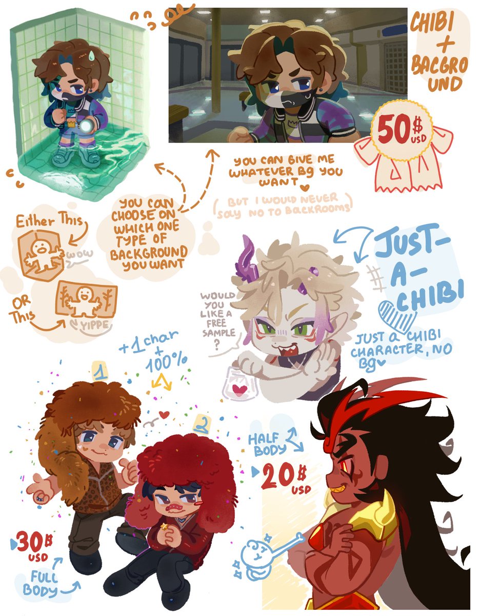 HulatieXO's tweet image. MY COMMISSIONS ARE OPEN NOW!!

- i draw ocs, fandom characters and anything at that point!
- no nsfw pwetty pleaseee 

Chibi Price List is here because it didn't fit into carrd sorry &amp;lt;/3

my prise list:
hulascomms.carrd.co/#
dm me to comm!
