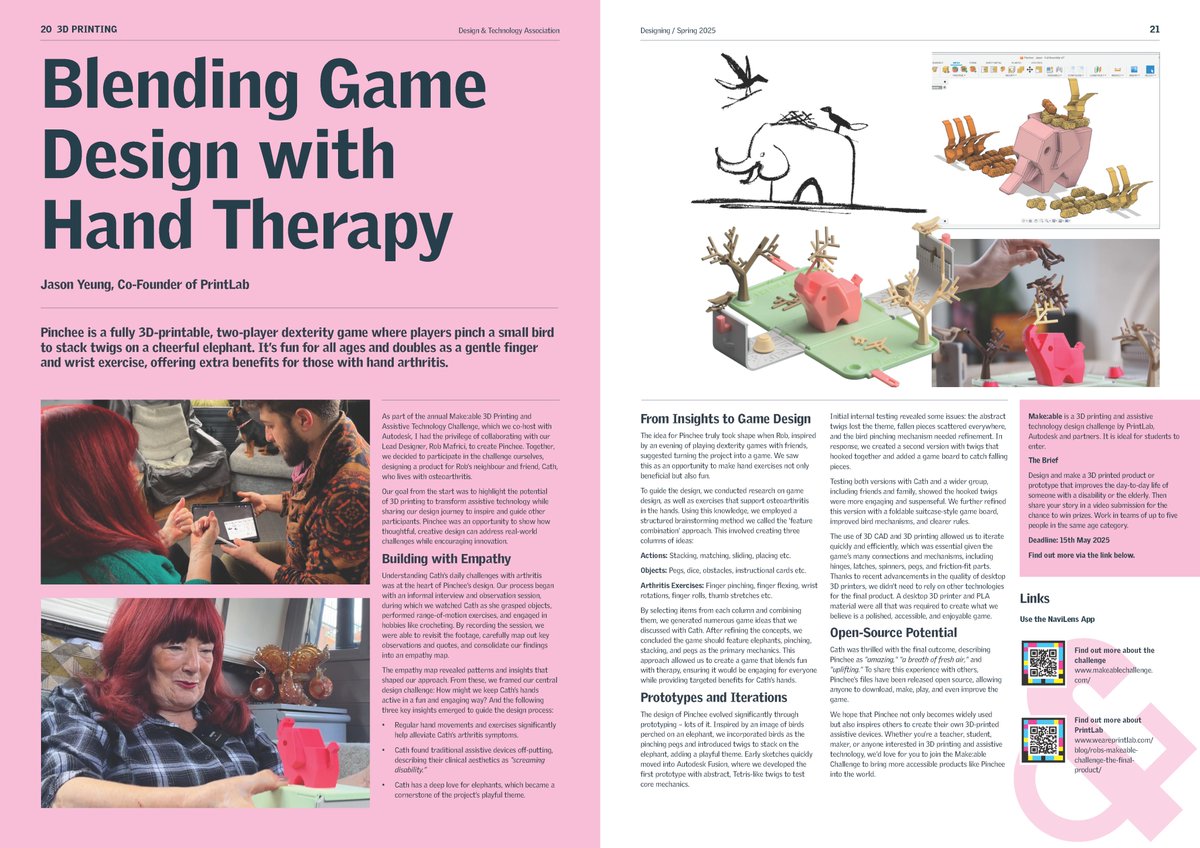 weareprintlab's tweet image. It was a pleasure to write this article about our hand therapy game – Pinchee! Thanks for the feature @DTassoc!
Link to the full magazine - bit.ly/4cvDzwI