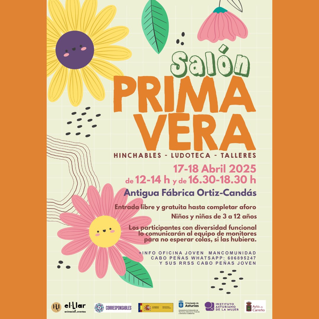 cabopenasjoven's tweet photo. SALÓN INFANTIL PRIMAVERA-OCIO INFANTIL PARA LA SEMANA SANTA DE CANDÁS El Ayuntamiento de Carreño-Ofiicna Joven Cabo Peñas organiza el  Salón Infantil de Semana Santa: Hinchables, Ludoteca y Talleres #PlanCorresponsables @aytocarreno https://t.co/dy5JXpsKa0