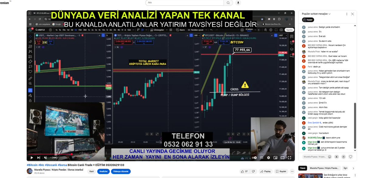 TradExmurat's tweet photo. #btcusdt #bitcoin #btccanlıyayın bitcoin en tepeden iğneden short yine canlı youtube canlı yayında yine nokta atışı ve  şuan 75800 e kadar düştü. yatırım tavsiyesi değildir.
Telegram Kanalımız  Telegram Kanalımız :  https://t.co/yMUsSp1Etm https://t.co/KEXkB00QVz
