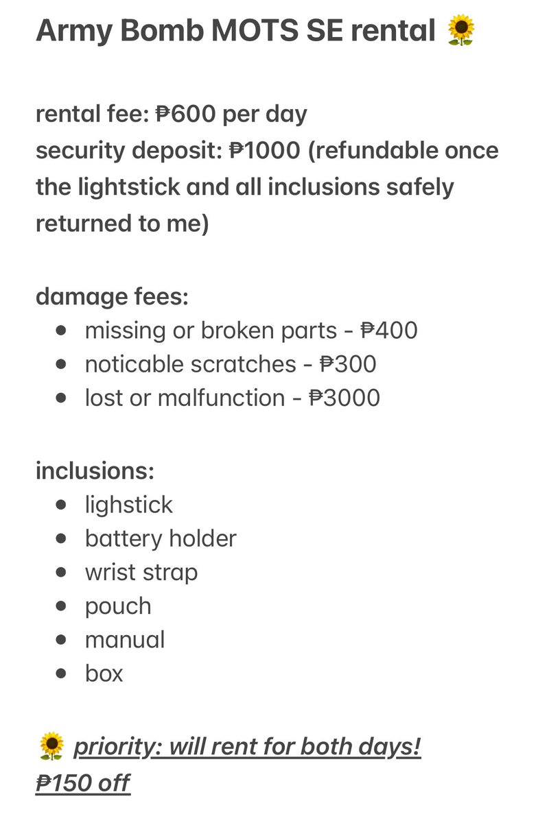 lmzcart's tweet photo. wtr lfr rent ls lightstick bts ph hope on the stage manila

army bomb mots se 🔎

• ₱600/day rental fee, ₱ 1000 refundable security deposit

• day 1 ✅ 
• day 2 ✅

kindly read 2nd &amp; 3rd photos for info!

loc: malabon city

dm to rent!

#HOPE_ON_THE_STAGE_TOUR_Manila https://t.co/ZQnn8Q0WaV