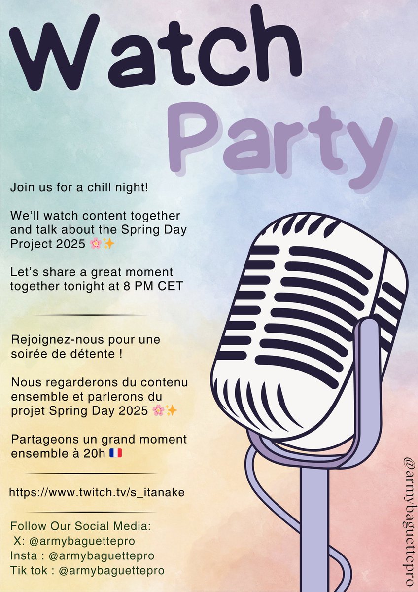 ArmyBaguettePro's tweet image. Rendez vous ce soir 20h pour un live twitch 🤭

🔗 : twitch.tv/s_itanake
#SpringDayProject
-La Team 🤍