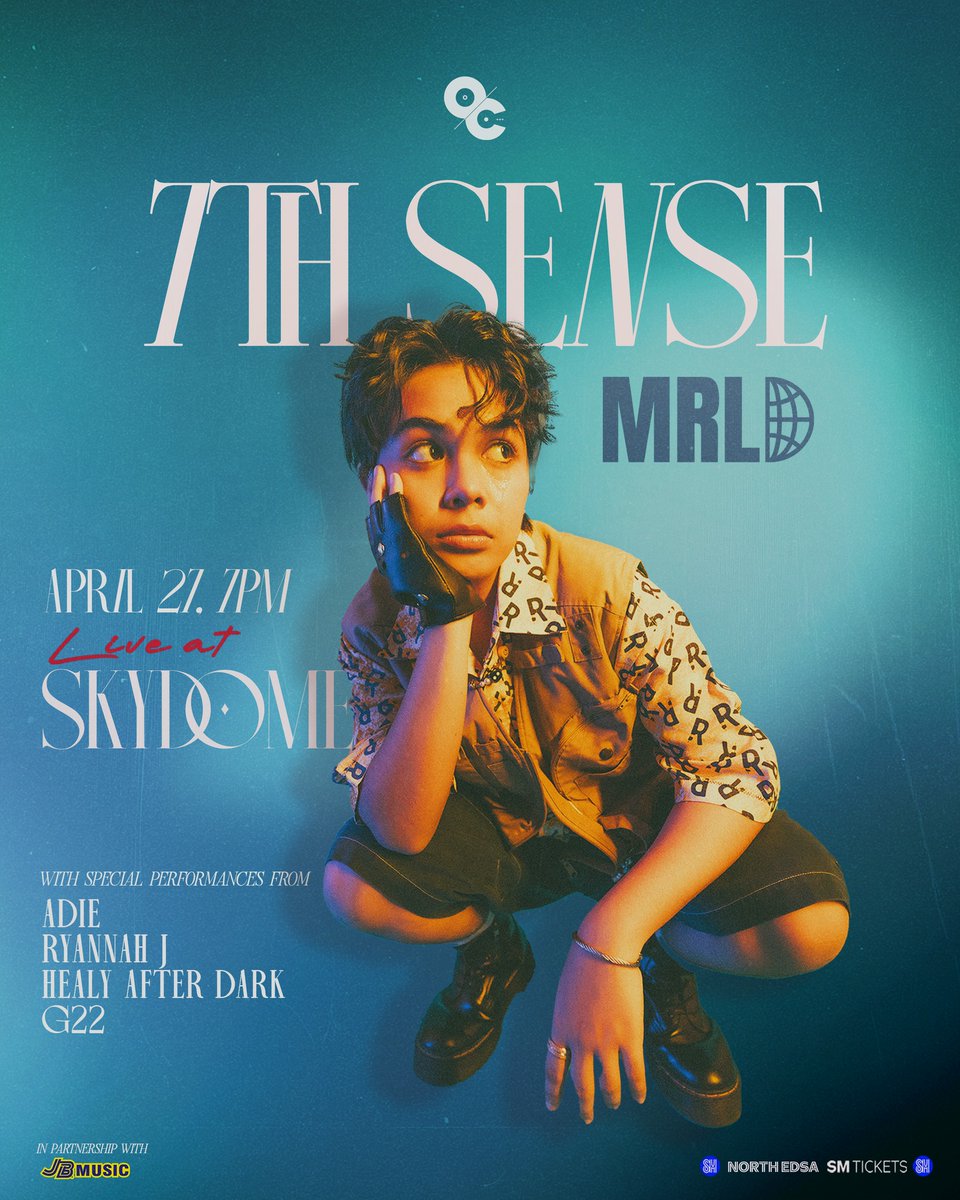 D-Day PH (@dday_ph) on Twitter photo Few weeks away! Got your tickets already?
Mrld's 7𝘵𝘩 𝘚𝘦𝘯𝘴𝘦 Concert
🗓️ April 27, 2025
📍 Skydome, SM North EDSA
🎟️ SM Tickets
smtickets.com/events/view/14…
Presented by <a href="/OCRecordsPH/">O/C Records</a>
#mrld7thSense #mrld7thSenseLiveAtSkydome #g22 #adie #healyafterdark #ryannahj #mrld Few weeks away! Got your tickets already?
Mrld's 7𝘵𝘩 𝘚𝘦𝘯𝘴𝘦 Concert
🗓️ April 27, 2025
📍 Skydome, SM North EDSA
🎟️ SM Tickets
smtickets.com/events/view/14…
Presented by <a href="/OCRecordsPH/">O/C Records</a>
#mrld7thSense #mrld7thSenseLiveAtSkydome #g22 #adie #healyafterdark #ryannahj #mrld