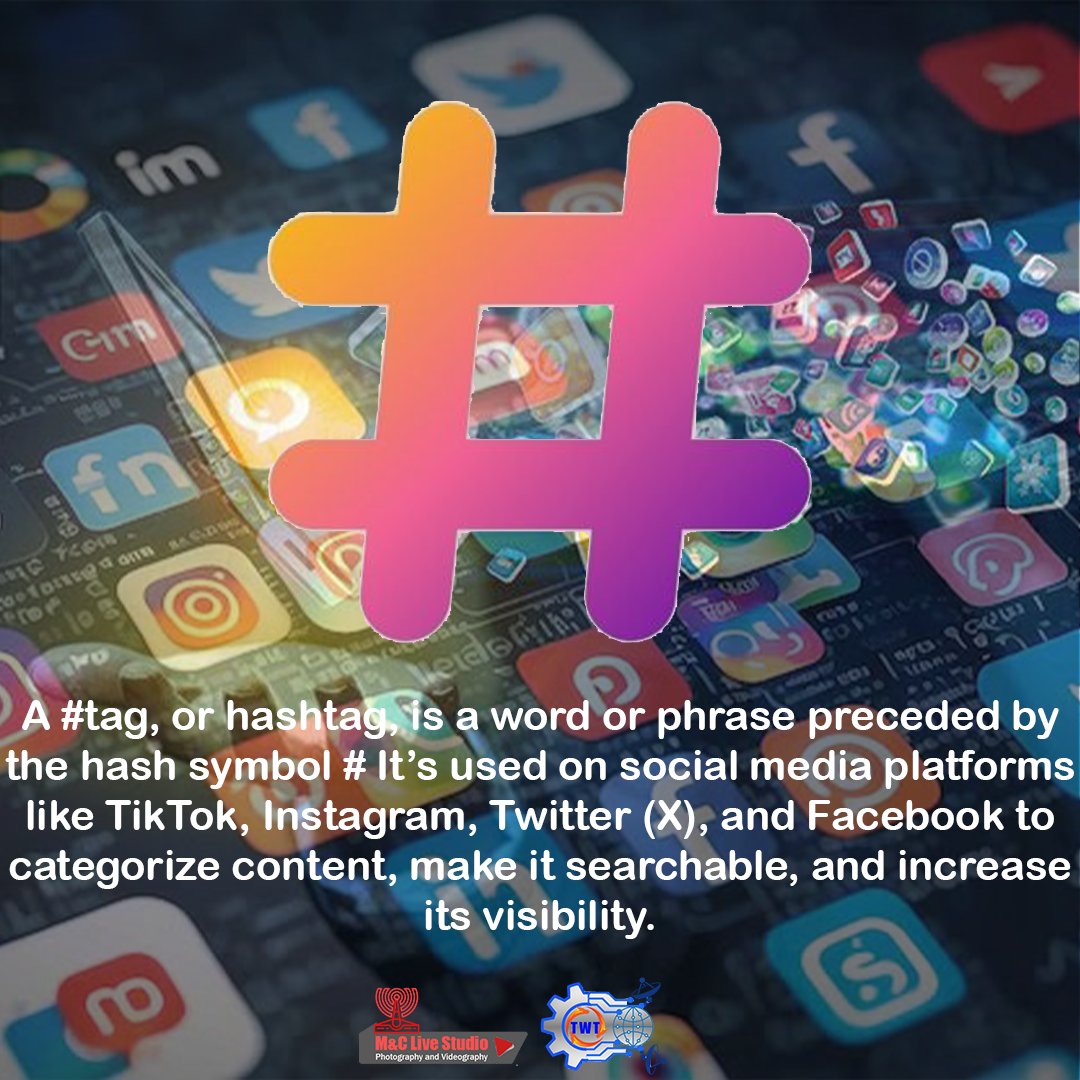 TechWithThink's tweet image. A #tag  is a word or phrase preceded by the hash symbol # It’s used on social media platforms like TikTok, Instagram, Twitter, and Facebook to categorize content, make it searchable, and increase its visibility.

📌#tag 
📌#hashtags 
📌#techwiththink
📌#mandclivestudio
