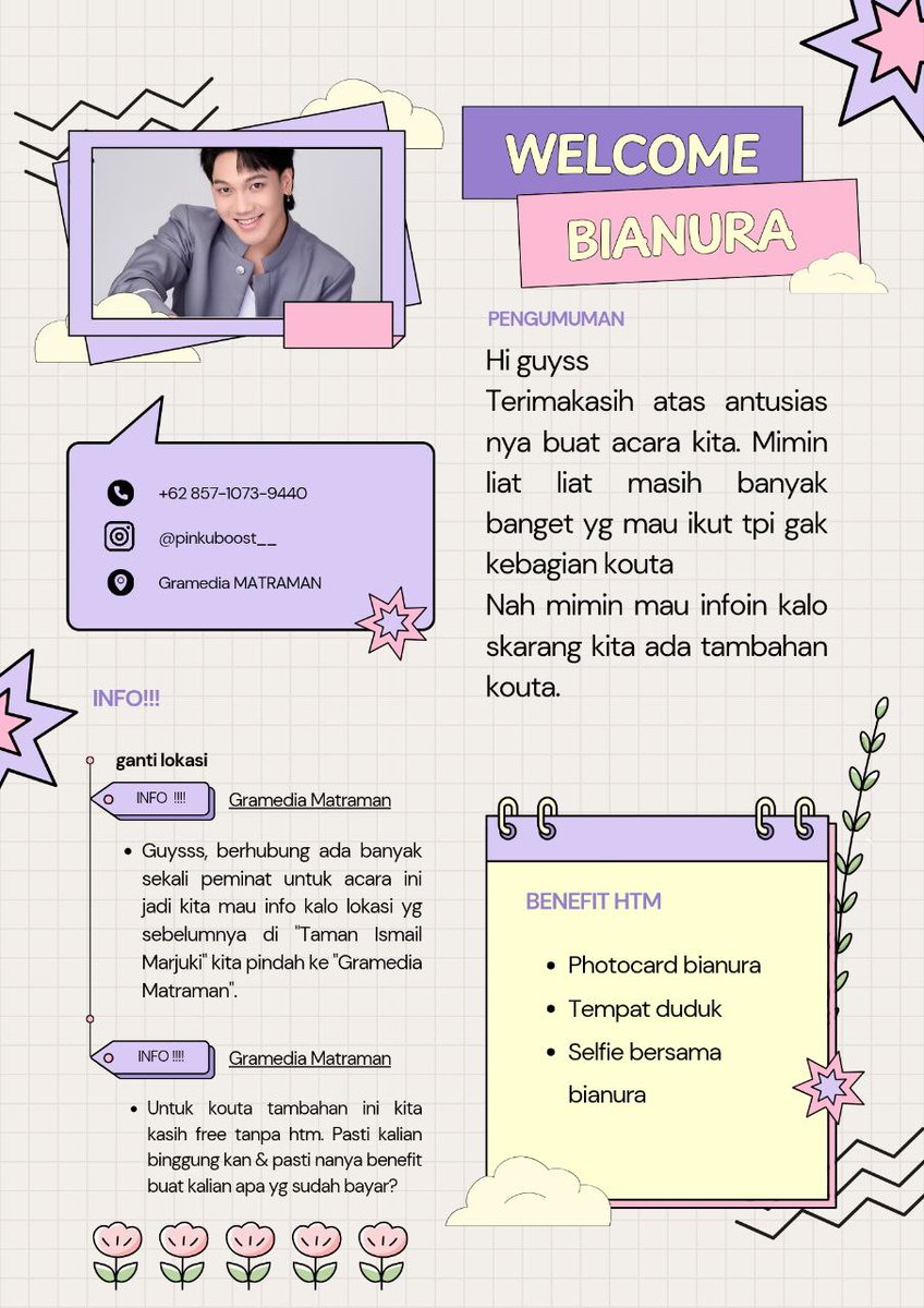 svndaehh's tweet photo. Hi semua karena antusias dari kalian semua yang sangat rame sekali jadi kita memutuskan buat pindah lokasi nih 

Event: WELCOME PARTY BIANURA
Hari/Tanggal: Sabtu, 12 April 2025
Tempat: Gramedia Matraman, Jakarta

#BIANURA https://t.co/zSG1R0AJPz