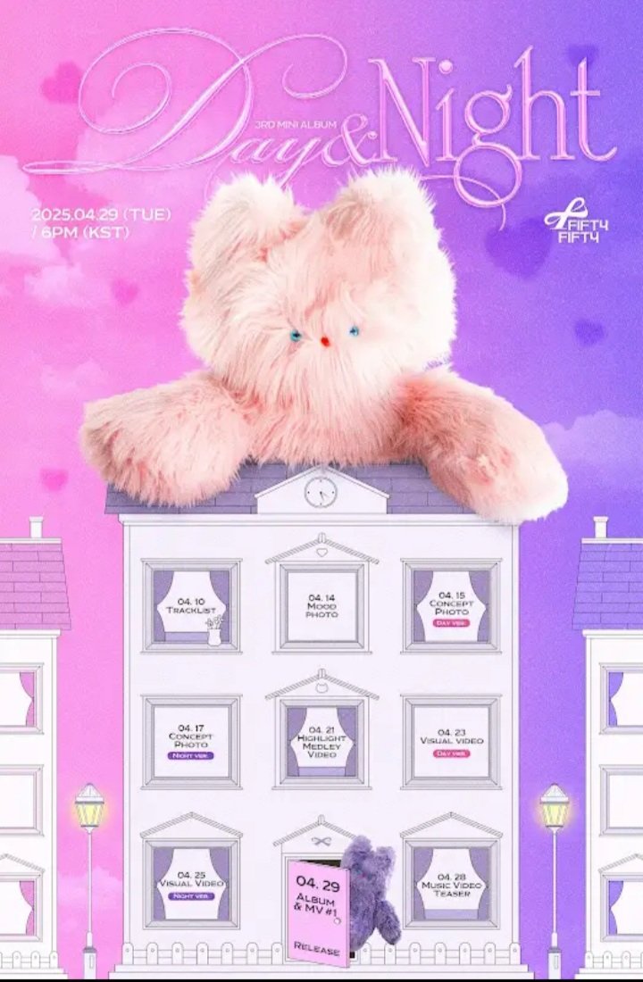 kpopintent's tweet photo. FIFTYFIFTY Day &amp; Night 3rd mini album schedule 💜

#FIFTYFIFTY #ATHENA #KEENA #HANA #YEWON #CHANELLEMOON #PROTECT_FIFTYFIFTY https://t.co/7LPO2RacFH