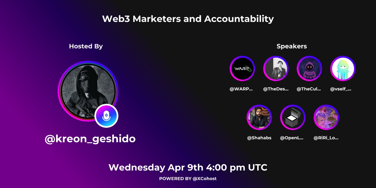 🔥 Today on X Spaces 🔥

Web3 Marketers and Accountability
🗓️Wednesday, 9th April 4:00 PM UTC

Where does a web3 marketer’s responsibility begin and where does it end? When things go south, who’s truly accountable?

Let’s unpack the tough questions, explore the gray areas, and