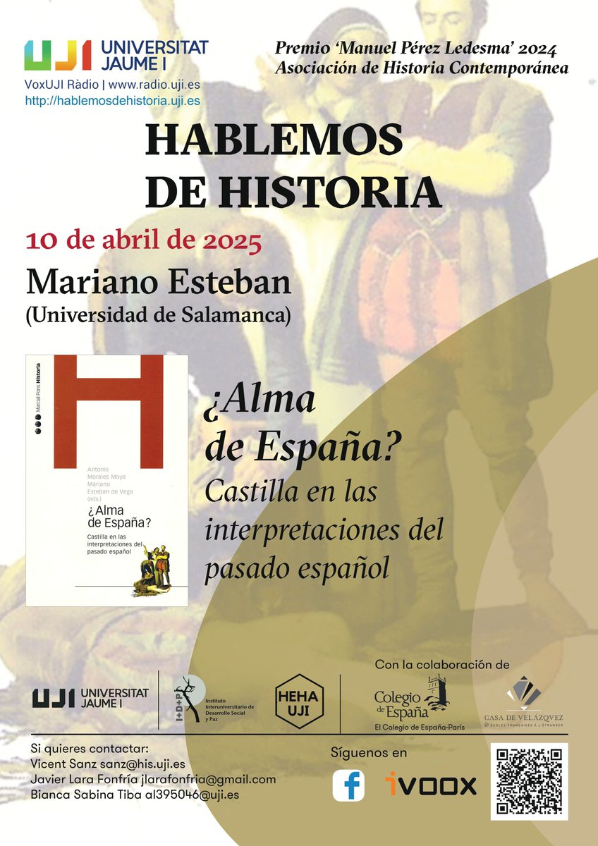 Es un honor participar en el programa "Hablemos de Historia" que desde hace años organiza el profesor Vicent Sanz. Muchas gracias.