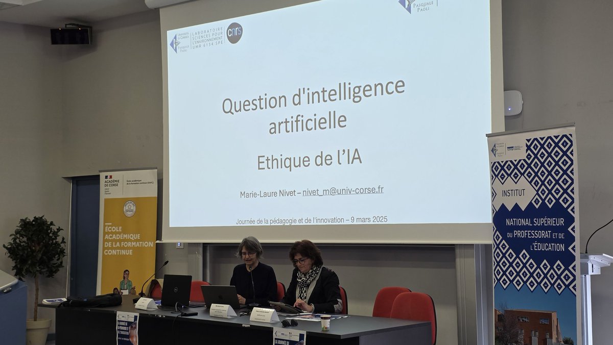 🎯La journée de la #Pédagogie et de l'#Innovation
💡Thématique à l'honneur : #IA dans l'#Education
🔍<a href="/accorse/">Académie de Corse</a> <a href="/Canope_2A/">Atelier Canopé Corse 2A</a> #Cardie #EAFC