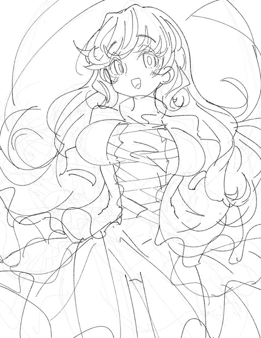 ひじりんの髪の毛描くの楽しすぎる おててのポーズは悩み中 