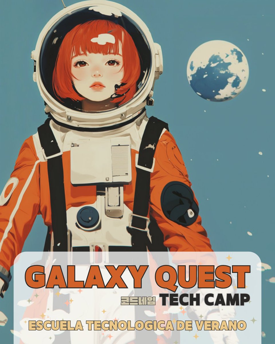 Galaxy Quest Tech Camp 2025! 👾🌌

👧🏽🧑🏻‍🚀 Para niñas y niños de 4 a 16 años
📍 Valencia 
📅 Desde el 23 de junio al 1 de agosto a elegir por semanas
🌠 Descubre nuestros DESCUENTOS 

somoscodenautas.com/portfolio/escu…