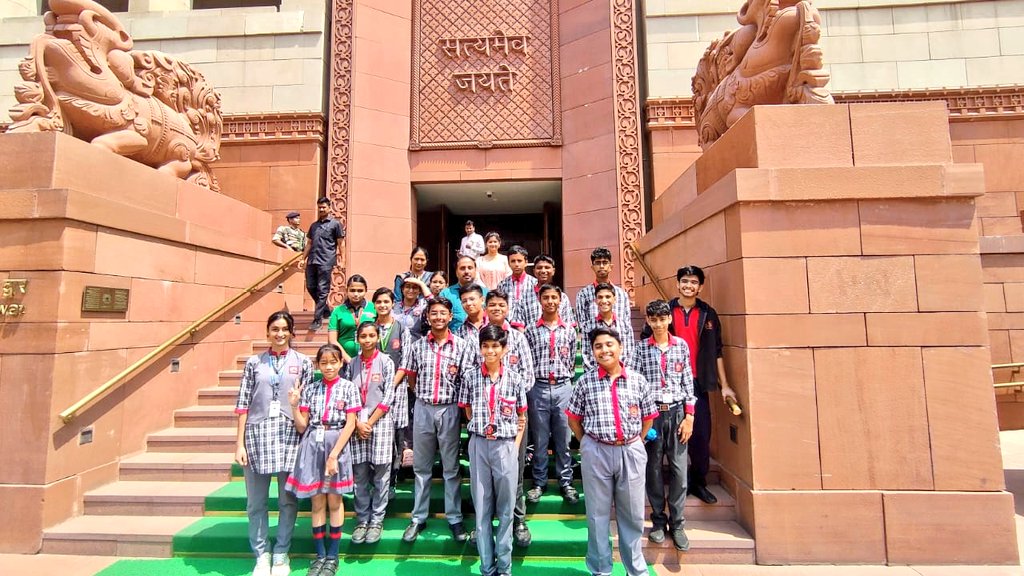 LokSabha_PRIDE's tweet photo. Today, a group of Students and Teachers of the Kendriya Vidyalaya School (KVS RO Silchar), visited the Parliament of India, Samvidhan Sadan and Prerna Sthal for an informative study visit.

The visit was organised by @LokSabha_PRIDE.

#ParliamentVisit
#Students
#KVS https://t.co/fNiyJKlnC2