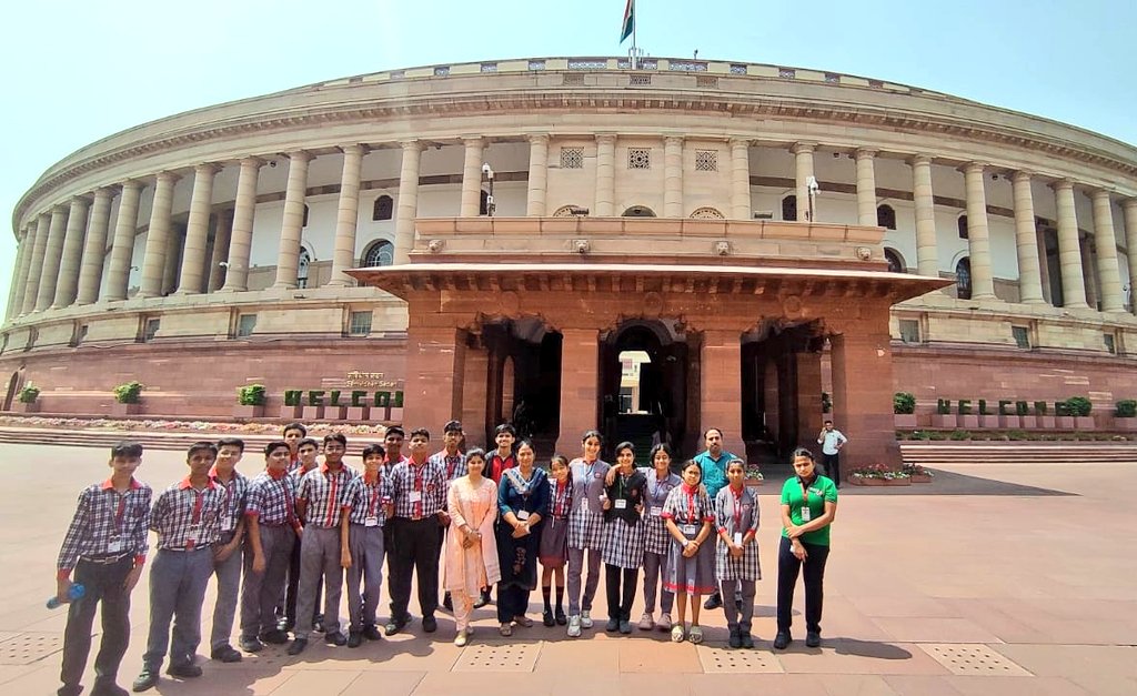 LokSabha_PRIDE's tweet photo. Today, a group of Students and Teachers of the Kendriya Vidyalaya School (KVS RO Silchar), visited the Parliament of India, Samvidhan Sadan and Prerna Sthal for an informative study visit.

The visit was organised by @LokSabha_PRIDE.

#ParliamentVisit
#Students
#KVS https://t.co/fNiyJKlnC2