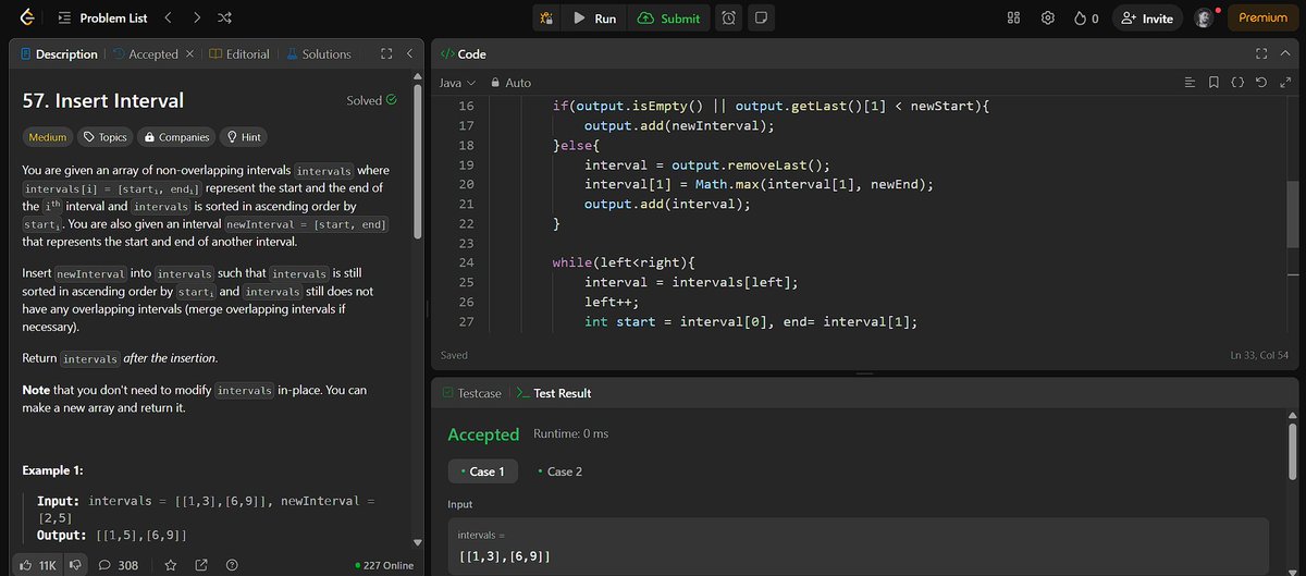aakashdeep2310's tweet photo. #day103 of #daily #code and
Its #day17 of Blind 75 #Leetcode #DSA #Challenge ✅Problem Solved: 57. Insert Interval
If you are solving DSA problems daily, let's connect. #blind75 #revision #Java #ProblemSolving #CodingChallenge #shashcode #potd #JavaDSA
@shashCode https://t.co/YwmOC76HDY