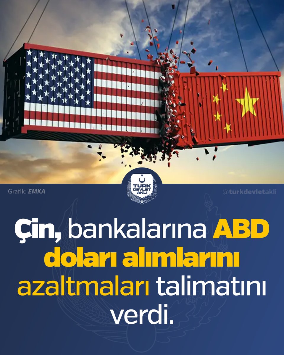 turk_devletakli's tweet photo. Çin, bankalarına ABD doları alımlarını azaltmaları talimatını verdi. https://t.co/6SyGq620on