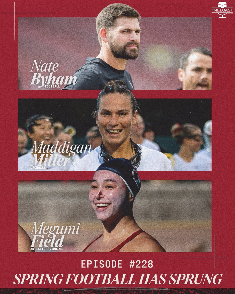 Stanford Cardinal ๐ฒ๐ค (@gostanford) on Twitter photo new TreeCast available! ๐ง๐ฒ๐ฒ
๐ <a href="/StanfordFball/">Stanford Football</a>'s Nate Byham talks spring football
๐ฅ Maddigan Miller of <a href="/StanfordWLax/">Stanford Lacrosse</a> previews a big weekend for the squad at home
๐ <a href="/StanfordArtSwim/">Stanford Artistic Swimming</a>'s Megumi Field recaps the national championship
๐ ยป gostanford.com/treecast228 new TreeCast available! ๐ง๐ฒ๐ฒ
๐ <a href="/StanfordFball/">Stanford Football</a>'s Nate Byham talks spring football
๐ฅ Maddigan Miller of <a href="/StanfordWLax/">Stanford Lacrosse</a> previews a big weekend for the squad at home
๐ <a href="/StanfordArtSwim/">Stanford Artistic Swimming</a>'s Megumi Field recaps the national championship
๐ ยป gostanford.com/treecast228