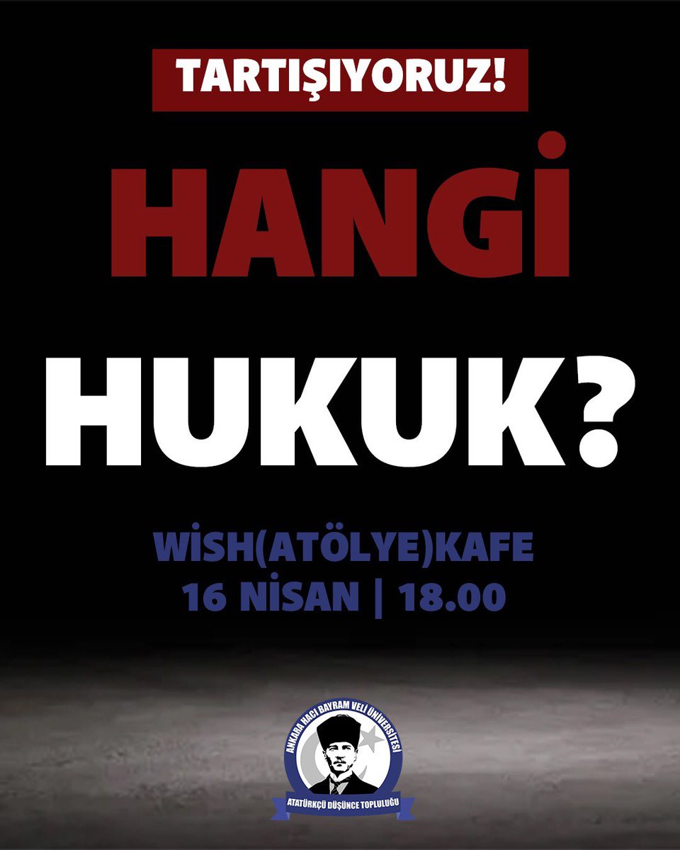 Tartışıyoruz!
Tarih: 16 Nisan Çarşamba
Saat:18.00
Yer: Wish(Atölye) Kafe

Katılmak için;⤵️

forms.gle/Bqbt4eGhSSkoXB…