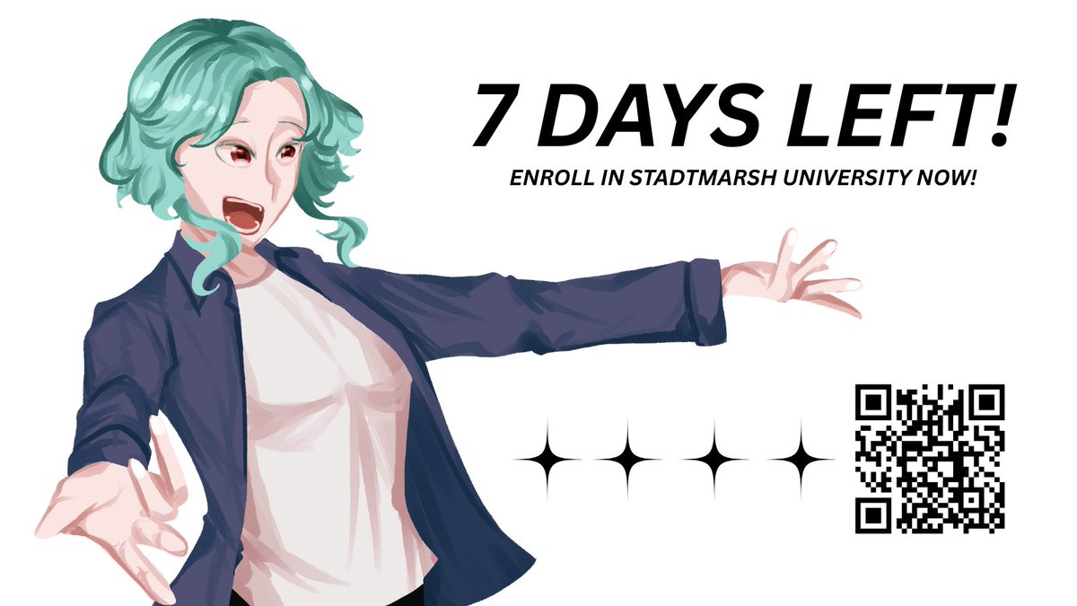 stadtmarsh_RP's tweet photo. Call for the Prospecting Students! 7 days left to submit your enrollment to Stadtmarsh University!
Additionally, 1 week extension's been administered, and the group onboarding has been extended to April 27th!

Preserver: https://t.co/JZearwWSHl
Resources: https://t.co/cXsViLrUmr https://t.co/vVqwLAL1Jf