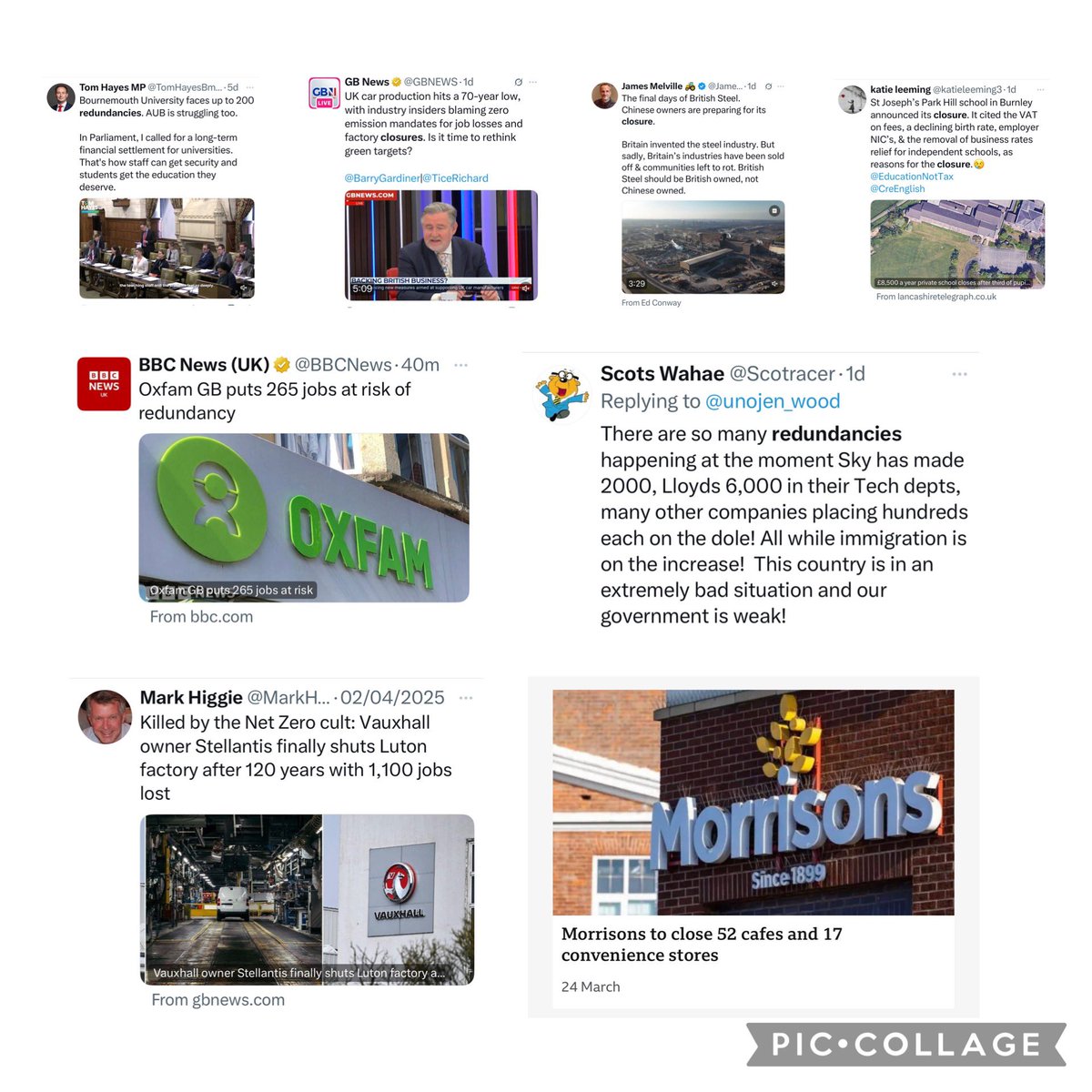 What I sadly predicted…. Mass closures &amp; redundancy <a href="/RachelReevesMP/">Rachel Reeves</a> enjoy your holiday while the UK spirals into recession!!