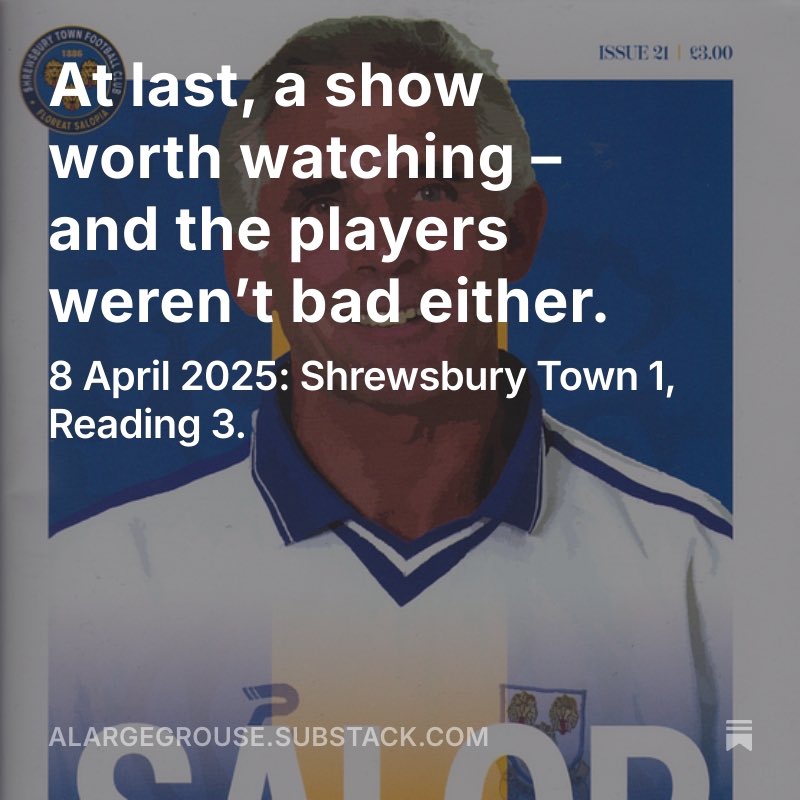 Salop_Ian's tweet image. The latest match day sketch from A Large Grouse 🥃
#Salop v #ReadingFC
🟦🟧🟦🟧🟦🟧🟦
open.substack.com/pub/alargegrou…