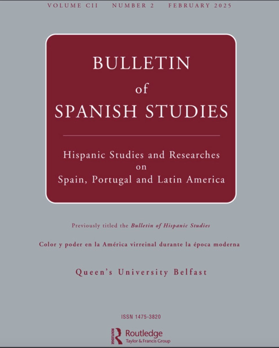 Por fin podemos anunciar la publicación del monográfico con el que cerramos el proyecto de Fastos: Color y poder en la América virreinal durante la época moderna, en el Bulletin of Spanish Studies, 102.2 (2025): tandfonline.com/toc/cbhs20/102…