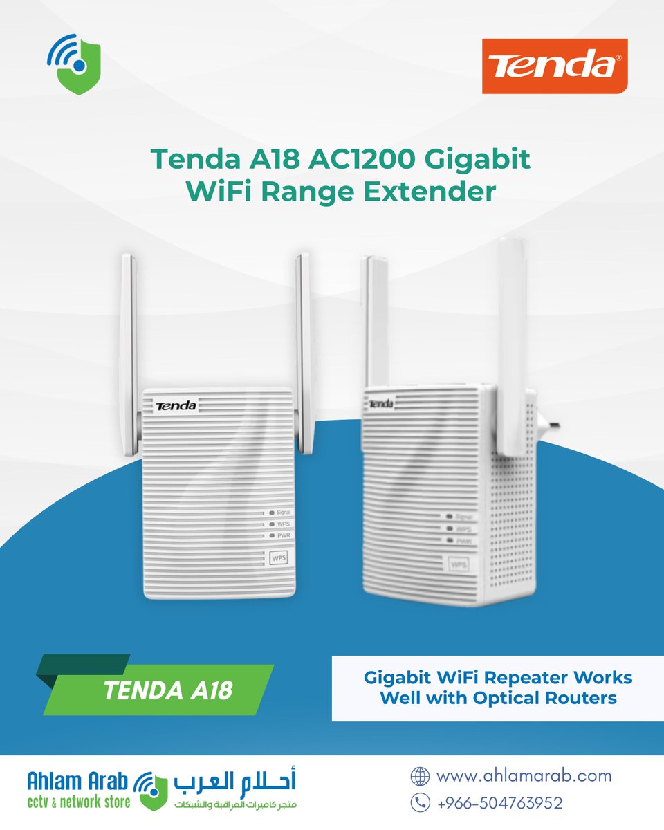AhlamArabKSA's tweet photo. 🚀 Boost Your WiFi Like Never Before!
Say goodbye to dead zones with the Tenda A18 AC1200 Dual Band WiFi Repeater 📶
Dual-band speed, stable connection, and seamless streaming — everywhere in your home! 🏠✨

📍Available now at Ahlam Arab Technologies https://t.co/DQnzdDUtcn