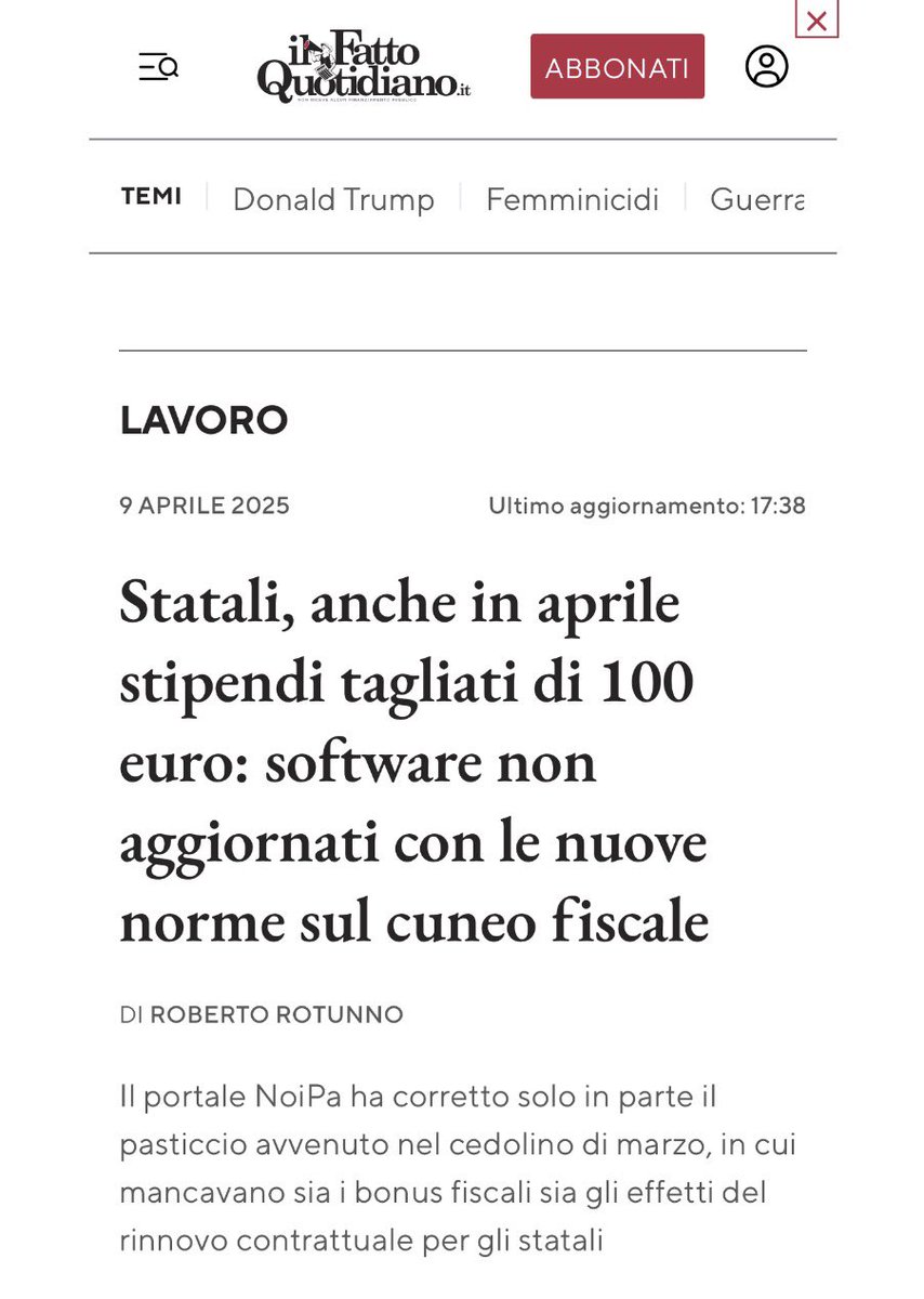 Frances99687883's tweet photo. Nuova beffa per gli #statali.Nel cedolino di #aprile,di nuovo 100 euro netti in meno. Nemmeno un software sanno aggiornare #cuneofiscale #Inps #governodicialtroni https://t.co/ZaPV0VUUf8