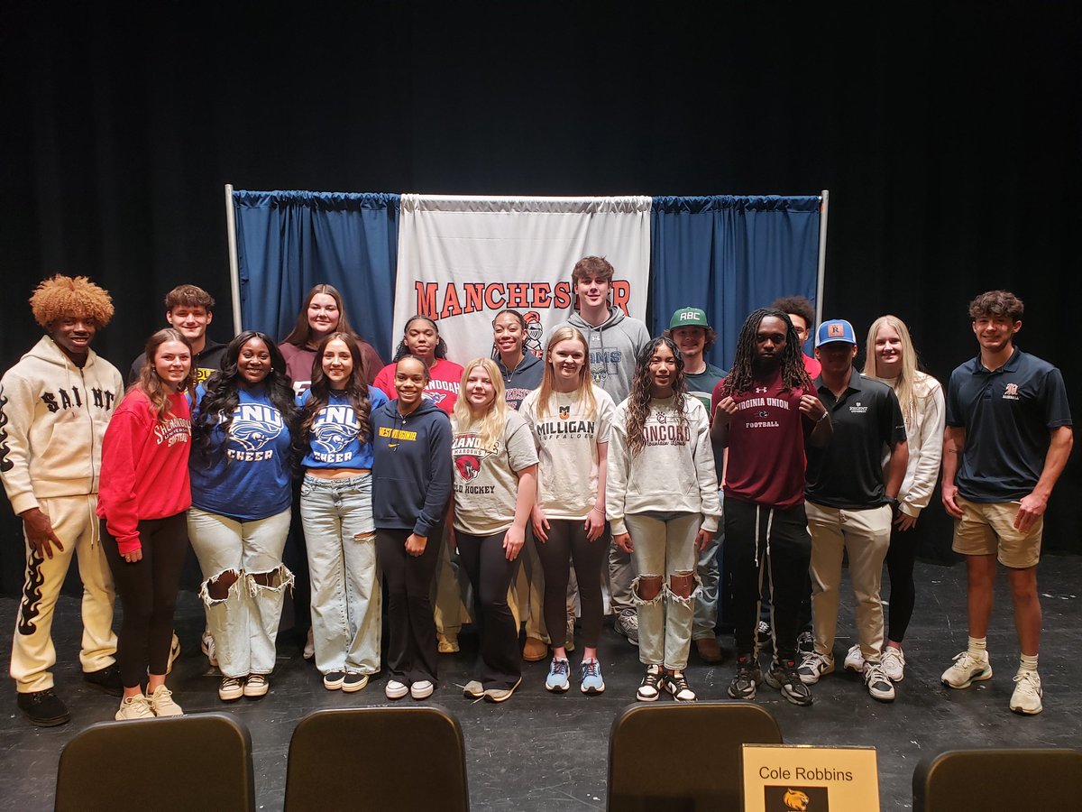 Sean Robertson (@cbs6sportssean) on Twitter photo This morning at Manchester (<a href="/MHSLancers/">ManchesterAD</a>), 20 student-athletes, representing 13 sports, signed their NLI's to 17 different Colleges and Universities!
<a href="/CBS6/">WTVR CBS 6 Richmond</a> This morning at Manchester (<a href="/MHSLancers/">ManchesterAD</a>), 20 student-athletes, representing 13 sports, signed their NLI's to 17 different Colleges and Universities!
<a href="/CBS6/">WTVR CBS 6 Richmond</a>