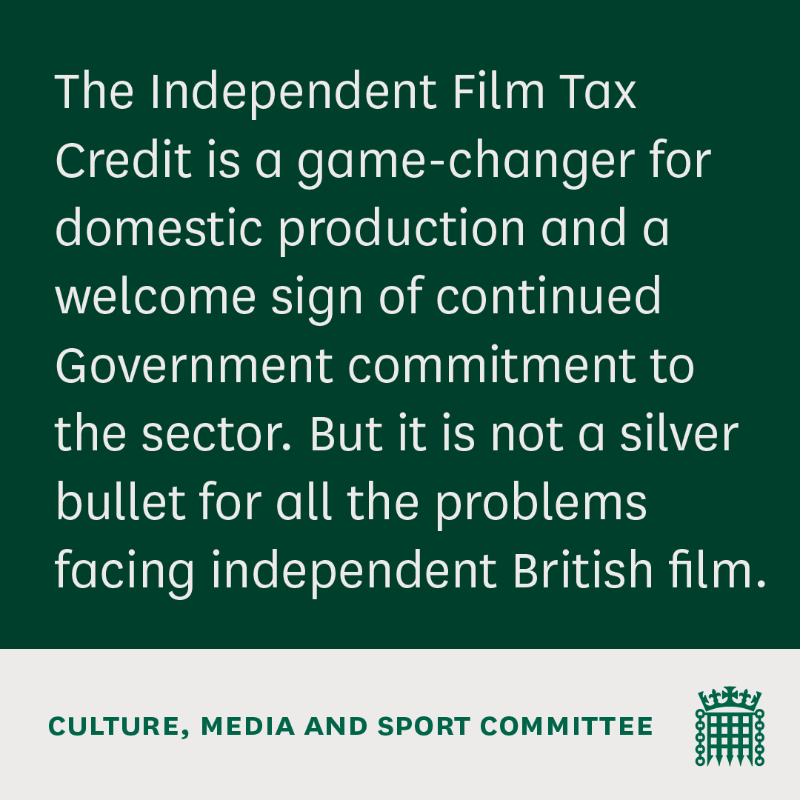 CommonsCMS's tweet photo. 🎥 Further tax relief is needed to help market British independent films so that they can entertain and enthral even more cinemagoers.

Read our report ⬇️