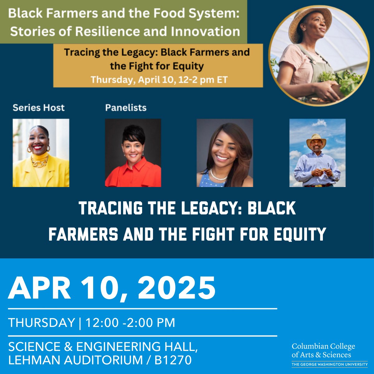 Tomorrow, don’t miss ‘Black Farmers and the Food System’ with Dr. Mya O. Price, a powerful conversation about elevating Black farmers’ contributions to their communities.

📆  April 10 @ 12pm | Register: calendar.gwu.edu/event/tracing-…