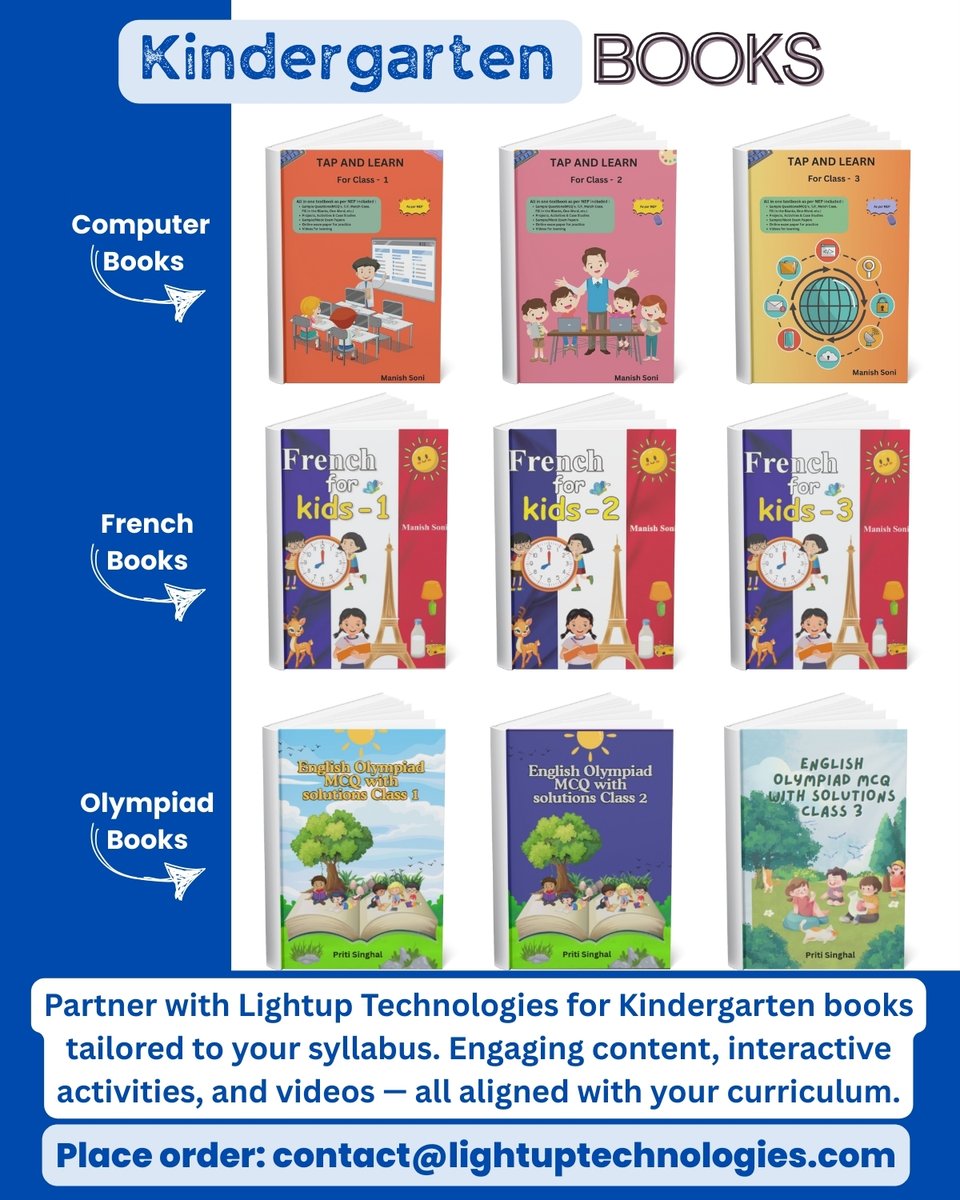Partner with Lightup Technologies for Kindergarten books tailored to your syllabus. Engaging content, interactive activities, and videos — all aligned with your curriculum.
#Kindergarten #lkg #ukg #primary #school #teacher #library #publishers #books #principal #vendor #Linkedin