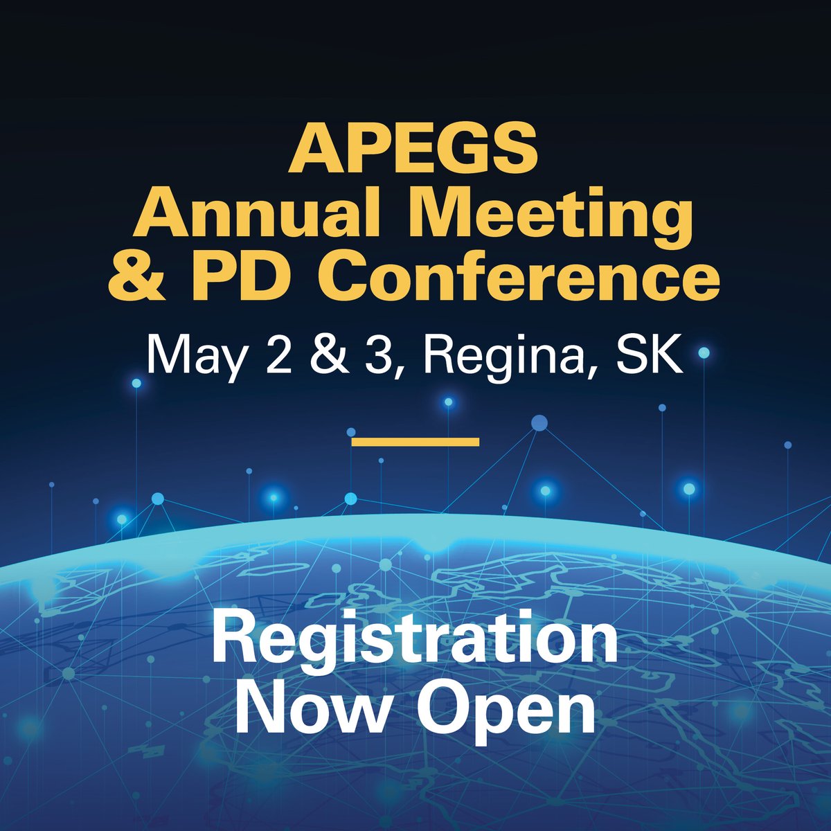 APEGS_SK's tweet photo. Registration is now open for the APEGS 95th Annual Meeting &amp; Professional Development Conference! Join us May 2 &amp; 3 in Regina for two days of professional development, networking, and industry insights.

Register now: https://t.co/vQeM3kQFm9 

#Engineering #Geoscience https://t.co/CIVPWALKQ7