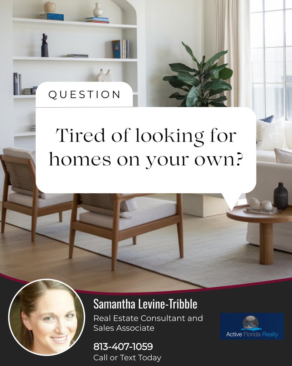 TampaLivingSam's tweet photo. Let’s team up to take the stress out of house hunting. We'll find you the perfect home, guide you through the process, and make the journey as smooth (and even fun!) as possible. Ready to get started? Send a DM, and let’s find your dream home together!

#tamparealestate https://t.co/K0SIqaBJ3a