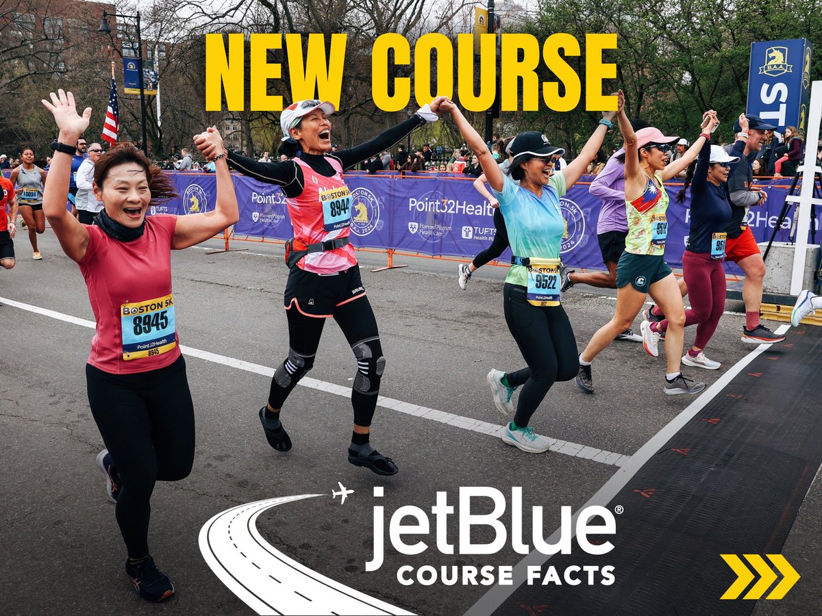 BAA's tweet photo. For today’s @JetBlue #CourseFacts, we’re noting that this year's Boston 5K presented by @HarvardPilgrim will feature a BRAND NEW COURSE!🤩
(1/2) https://t.co/NqBWrmPIii