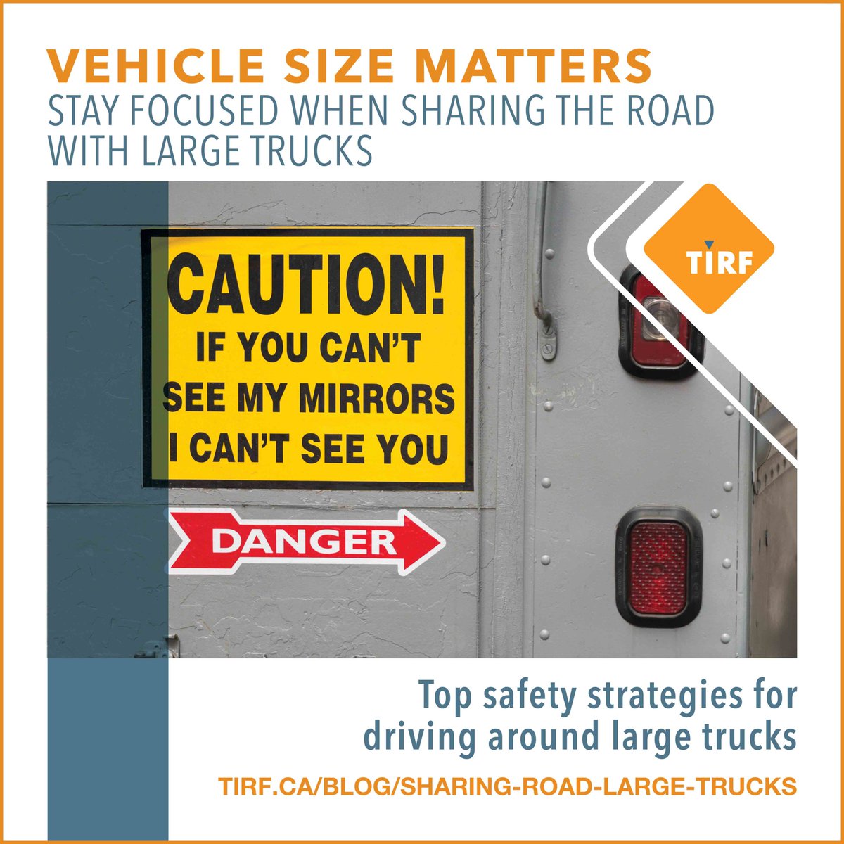 Stay focused &amp; ditch distractions because when it comes to #sharingtheroad with large trucks, if you can’t see the driver in their mirrors, they can’t see you &amp; looking isn’t the same as truly seeing.
tirf.ca/blog/sharing-r…

#DistractedDrivingAwarenessMonth #trucking #BeSafe