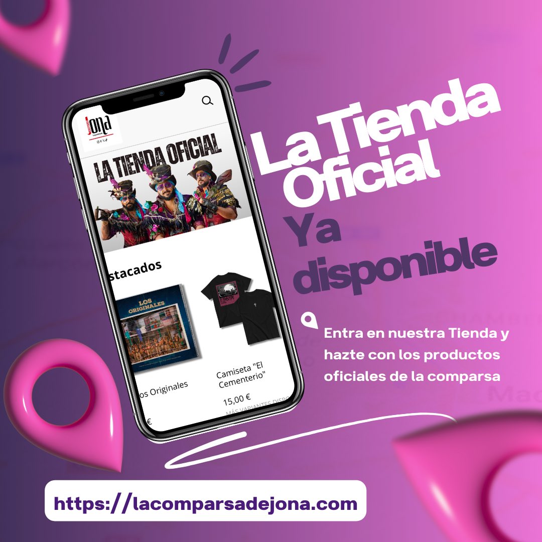 🔈🎉Queda inaugurada nuestra TIENDA OFICIAL🍾🥳

Ya podrás adquirir todos los Productos Oficiales de la comparsa, de una forma rápida y sencilla desde el siguiente enlace, que también podrás encontrar en las Bios de nuestras RRSS👇🏼👇🏼🙂🙂

lacomparsadejona.com 📱💻
