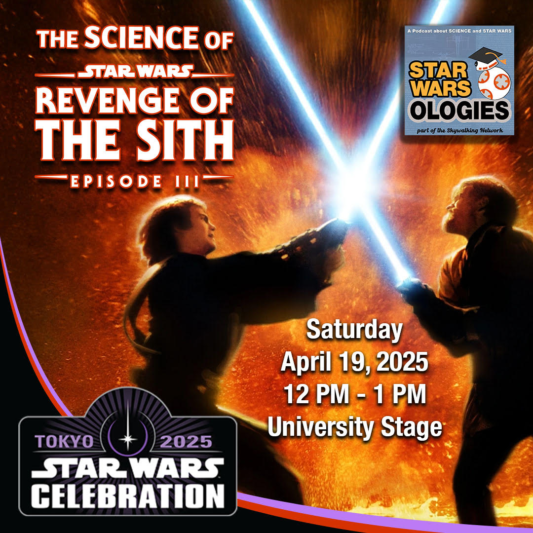 jamesjawa's tweet photo. Going to #StarWarsCelebration next week? I'll be hosting two awesome panels: SCIENCE OF REVENGE OF THE SITH on Saturday, and DROIDS, AI, &amp; SENTIENCE on Sunday, with awesome folks like @FonHDavis @ChrisKempshall and more! #SWCJ #StarWars https://t.co/CuX7KhnuET