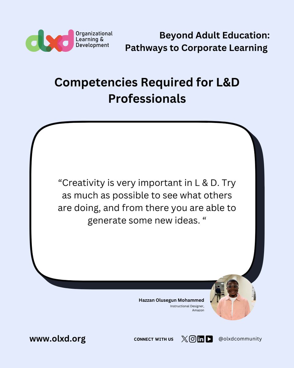 olxdcommunity's tweet image. 👉 Swipe through to explore some of his most powerful quotes!

Which one hit home for you the most? Let’s chat in the comments! 👇

#OLxDLearning #BeyondAdultEducation #LearningAndDevelopment #CareerTransition 
#OLxDBAE #OLxDQuotes #HazzanOlusegunMohammed  #AdultEducation