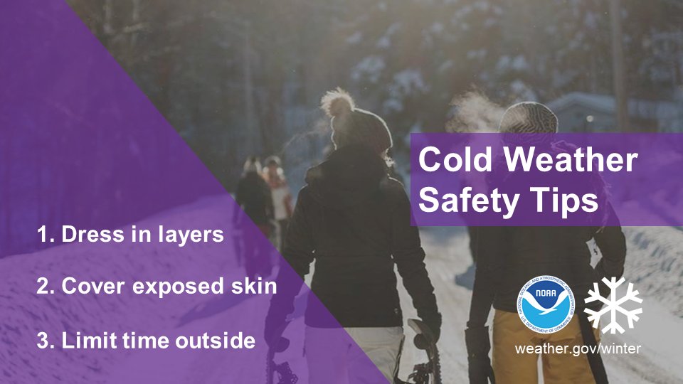Readygov (@readygov) on Twitter photo Late season cold weather is affecting large portions of the country this week, including areas already dealing with other hazards. To protect yourself and stay warm, limit your time outside. When you do go outdoors, dress in layers and cover any exposed skin. Late season cold weather is affecting large portions of the country this week, including areas already dealing with other hazards. To protect yourself and stay warm, limit your time outside. When you do go outdoors, dress in layers and cover any exposed skin.