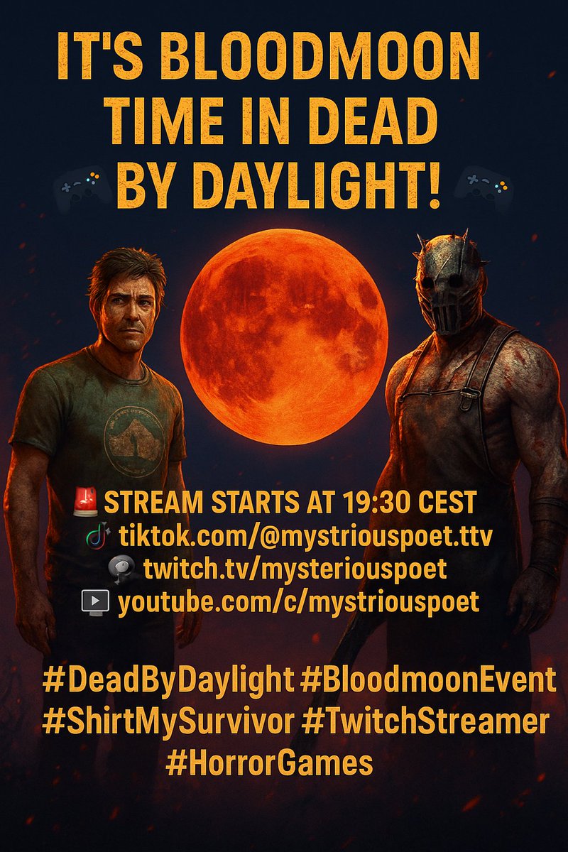 MPoetjuh's tweet photo. Bloodmoon chaos begins! ๐๐ฉธ Farming BP like a beast as killer & survivor! Come vibe ๐ https://t.co/eCeauTUYUO #ShirtMySurvivor #DBD #BloodmoonEvent #TwitchStreamer #HorrorGaming #DeadbyDaylight #intothefog https://t.co/oFguhfIy11
