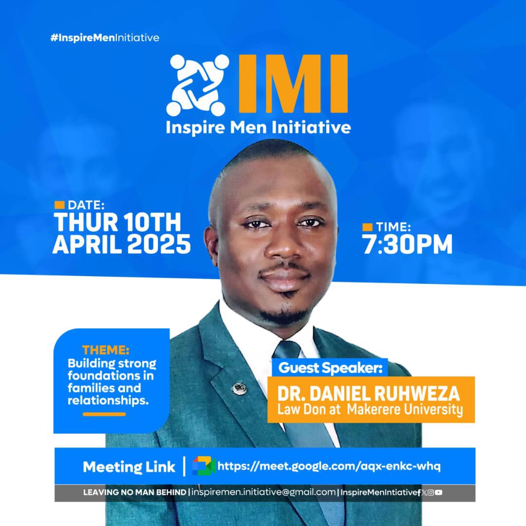 Join us this Thursday for a virtual Men’s Fellowship with Dr. Daniel Ruhweza!

Topic: Building Strong Foundations in Families and Relationships

Time: 7:30 PM - 9:00 PM EAT.  Link: meet.google.com/bsz-upnk-bfa. 

We look forward to connecting with you!
