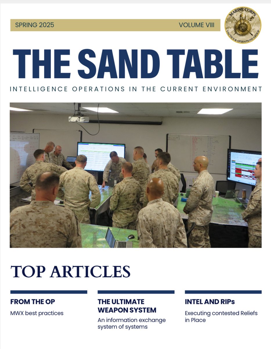 MCTOG Spring 2025 Newsletter!

drive.google.com/file/d/1NML8u9…

#USMC #MCTOG #Intelligence #Warfighting #Ukraine  #MilitaryIntel